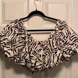 a new day Black and White Zebra Print Blouse